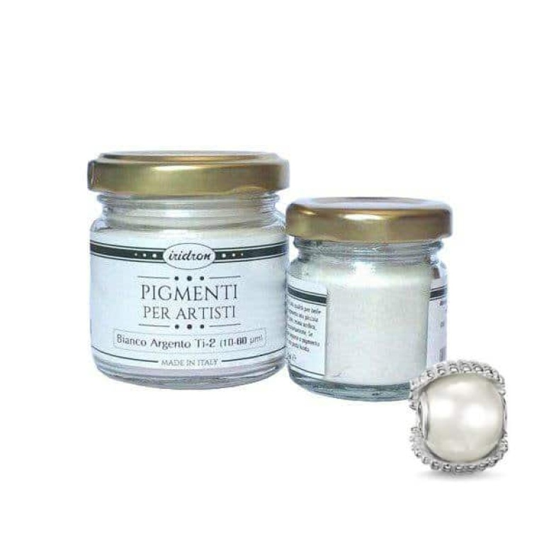 Pigmento perlescente argento e bianco