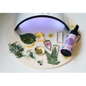 Kit "Fiori" con resina UV, fiori secchi, open bezel + lampada UV 54Wt in regalo!