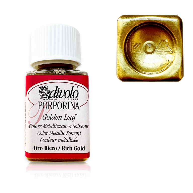 Vernice a base di porporina metallizzata - 50 ml - Oro/Argento/Rame - Oro Ricco