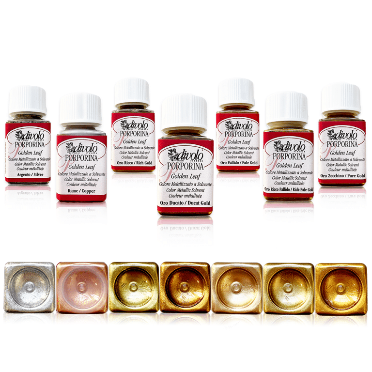 Vernice a base di porporina metallizzata - 50 ml - Oro/Argento/Rame