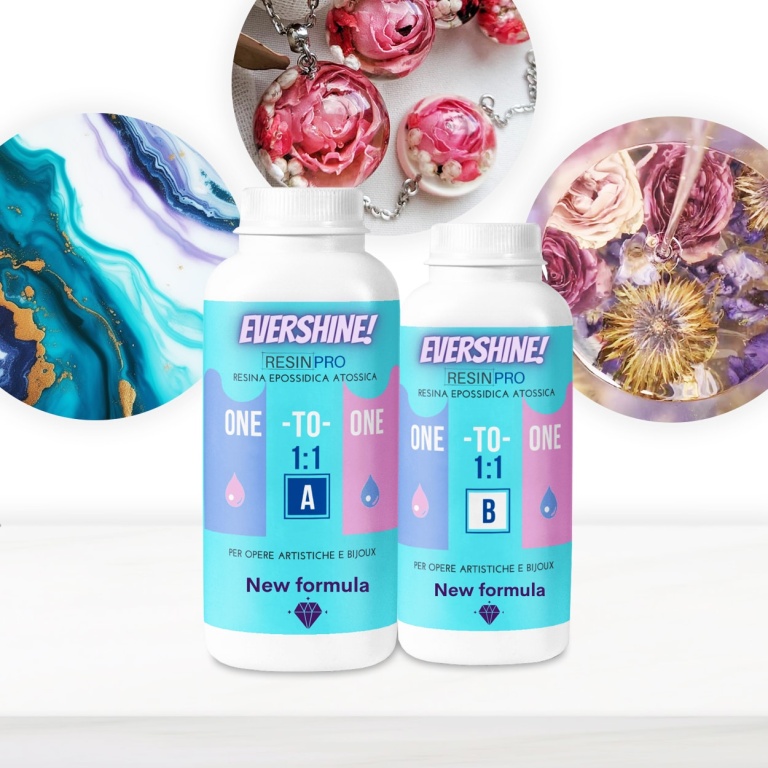 Resina Trasparente Atossica EVERSHINE 1:1 -  Facile da Usare e Resistente all'umidità!