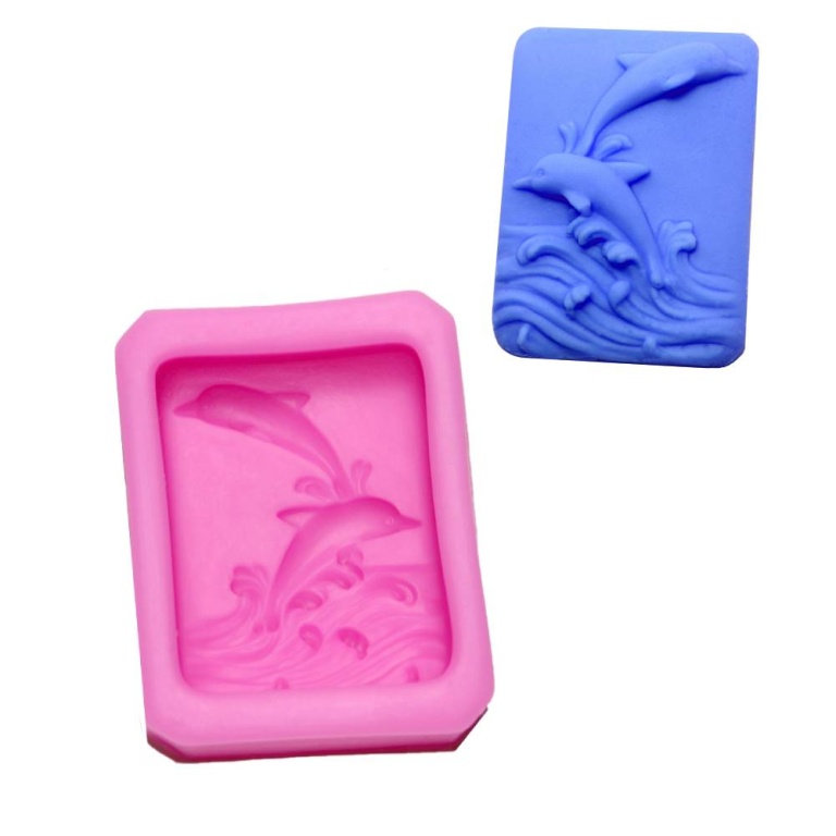 Stampo in silicone Quadrato con Delfini per Sapone Artigianale