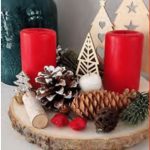 Sacchetto decorativo naturale con pigne, abeti, bacche e foglie.