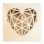 Scatola in legno con intaglio laser motivo cuore origami, dimensioni 11,3 x 11,3 x 5 cm