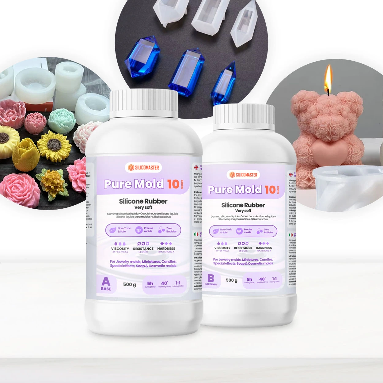 Pure Mold 10 Shores - Silicone per Artigianato e Dettagli Fini 500 gr