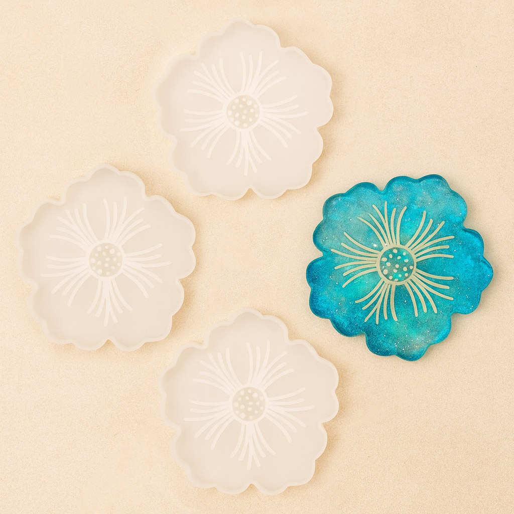 Set stampi a fiore per creare sottobicchieri con Resina