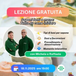 LEZIONE GRATUITA – Saponi fatti a mano: Tutto su come iniziare